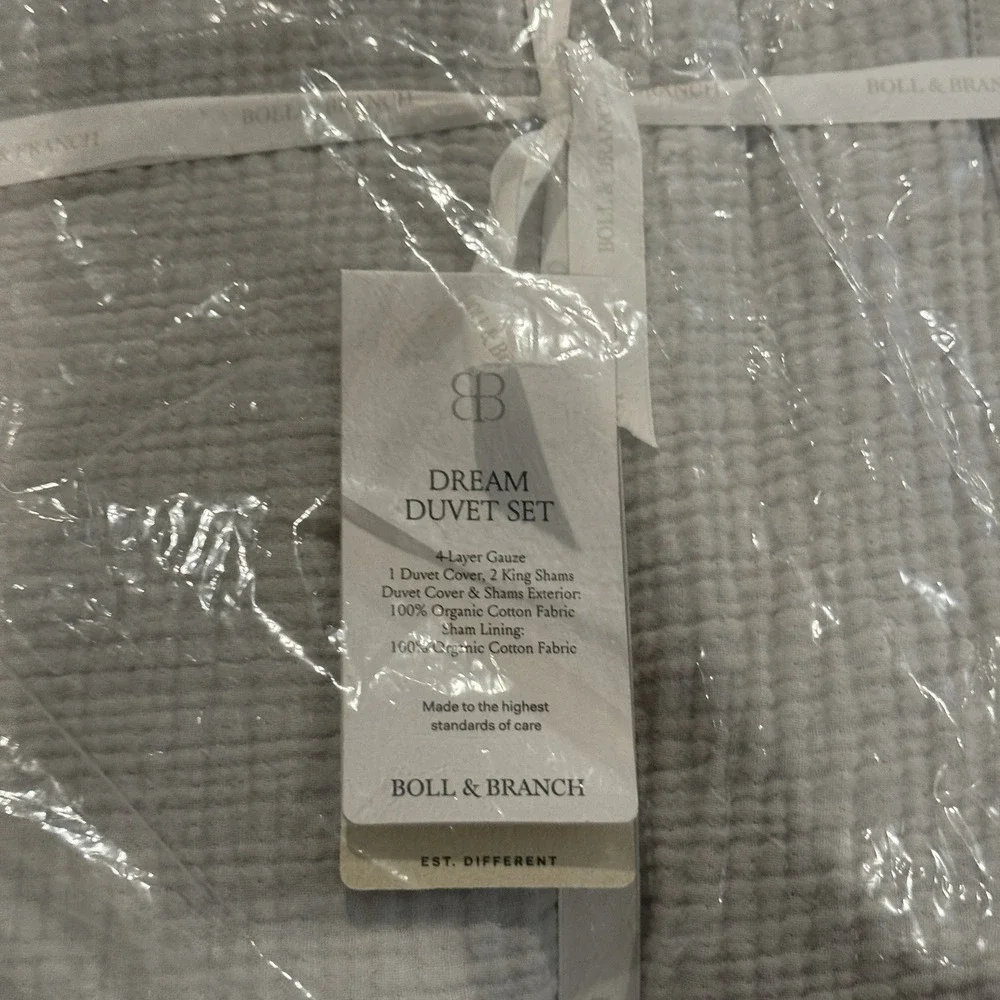 Boll & Branch Dream Duvet Set Sky Blue Organic Cotton Gauze King/Cal King $529